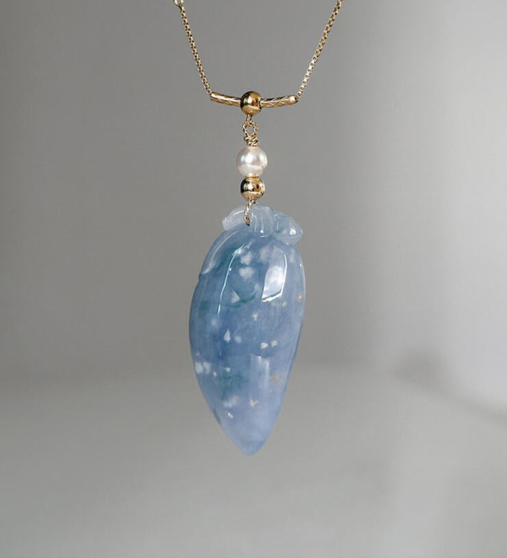 Purple Jadeite Organic Shaped Pendant Hanging view from another angle