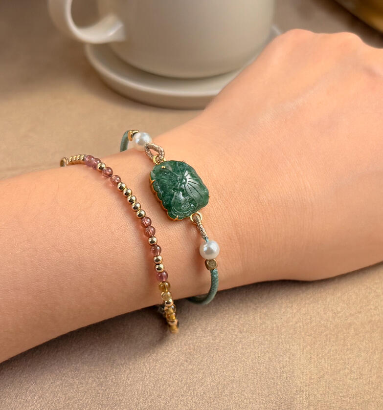 New Release! Garden Series: 18k Lotus framed rope bracelet
