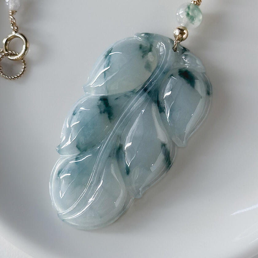 Flora Styled Leaf Jadeite Pendant Flora Styled Leaf Jadeite Pendant