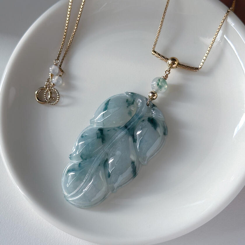 Flora styled leaf Jadeite Pendant
