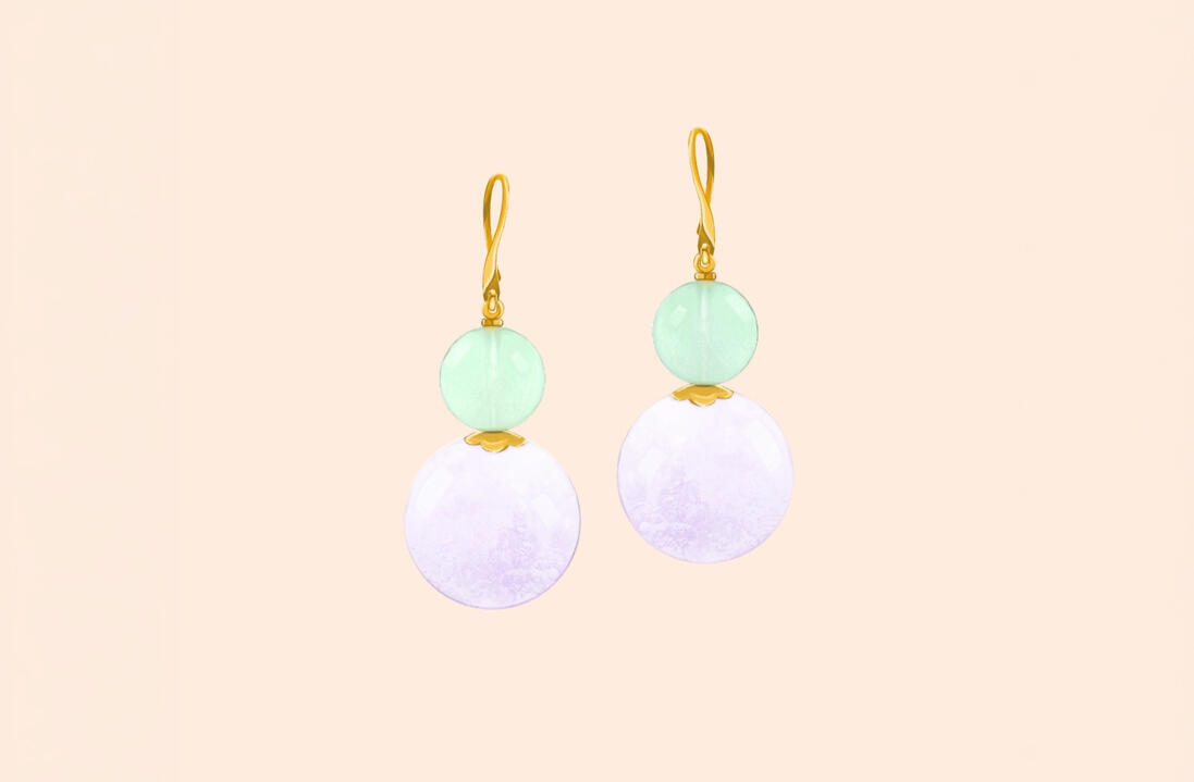 Beaded Jadeite Ear Hooks Illustration